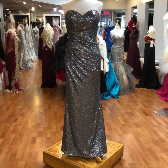 charcoal sequin bridesmaid dress